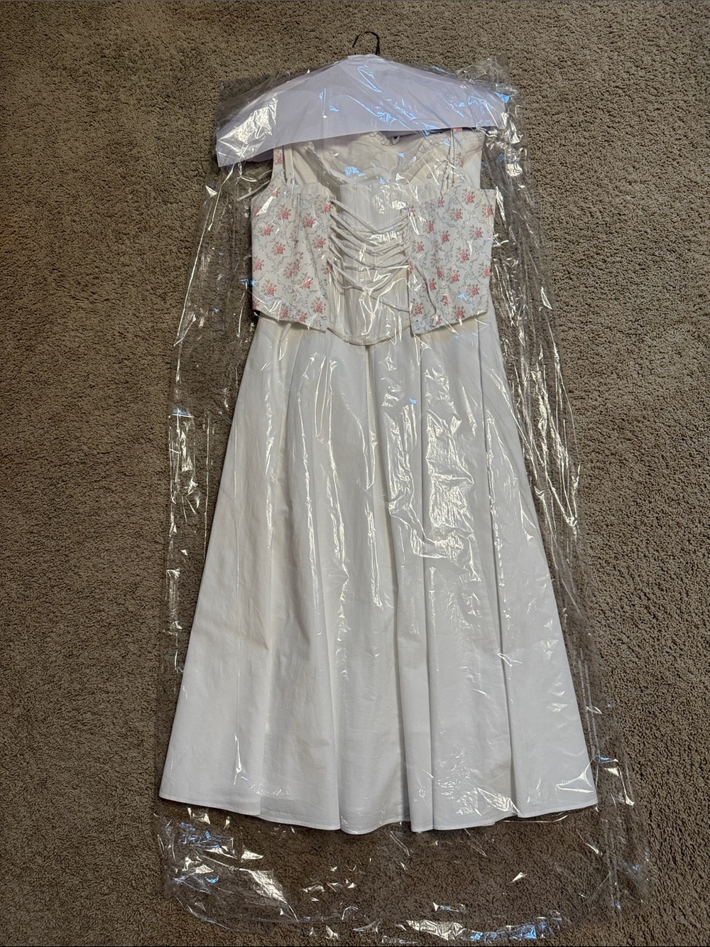 Clarabelle - Rose Print Cotton Detachable Corset Midi Sundress - Picture 11 of 13